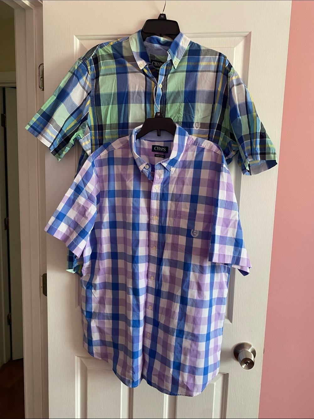 Chaps Men’s Short-Sleeve Button-Down Plaid Shirts - Blue/Green & Blue/Purple